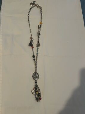 Plunder Silver Multi-Color Bead & Charm Tassel Necklace